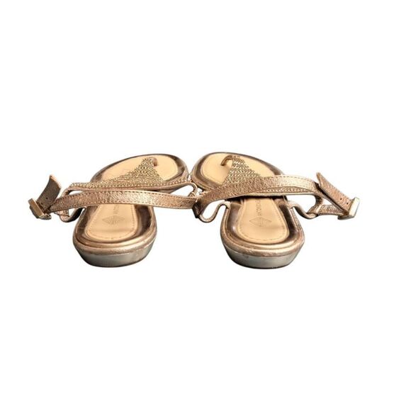 Sandals Gold Rhinestones And Studs Leather Flip Flops Antonio Melani Shoes - Picture 5 of 9